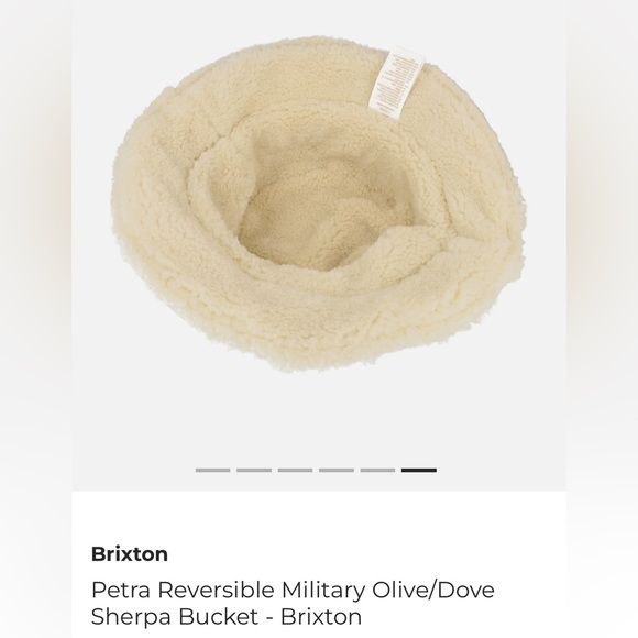 Brixton reversible olive green sherpa bucket hat- XS/S - Picture 6 of 6